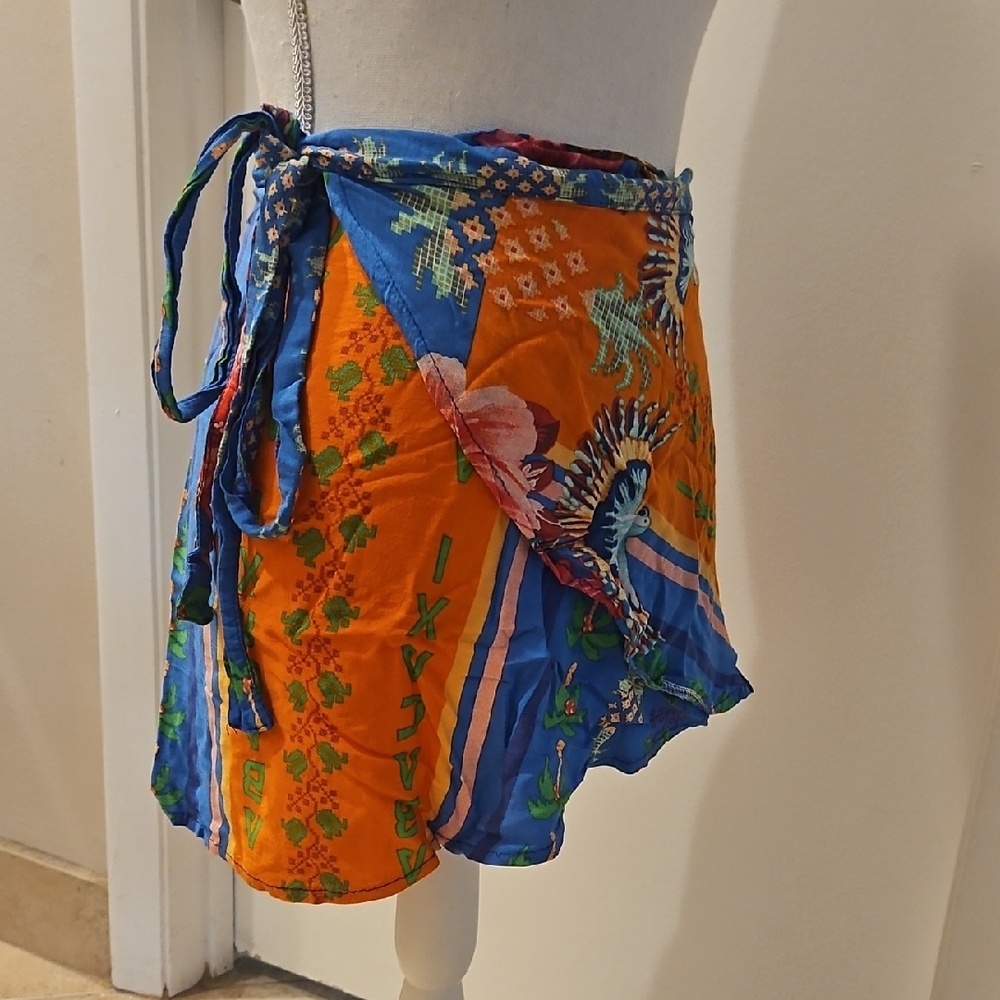 FARM Rio Vibrant Blue and Orange Mini Skirt